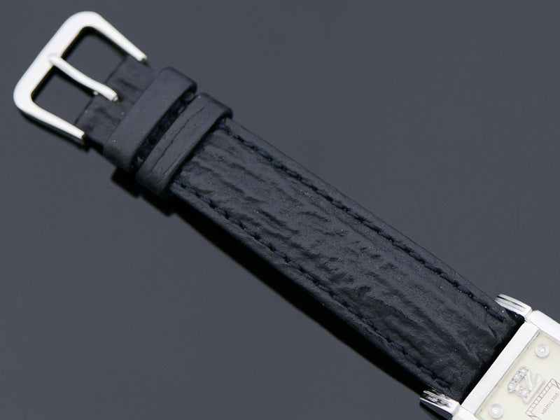 Brand new genuine Shark Skin Black Watch Band with matching silver colored buckle