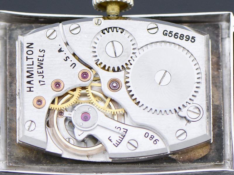 Hamilton Tank Private Label 14K White Gold Diamond Dial Watch Movement