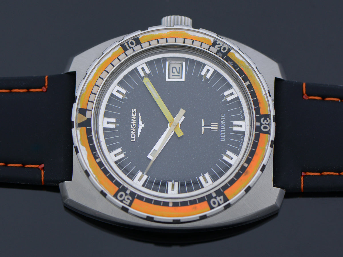 Longines Ultronic Dive Watch Orange Bezel Steel | Unwind In Time