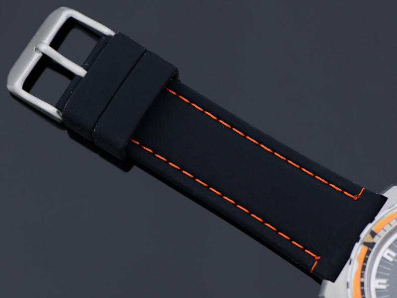 Brand New Silicone strap with Orange Stitching