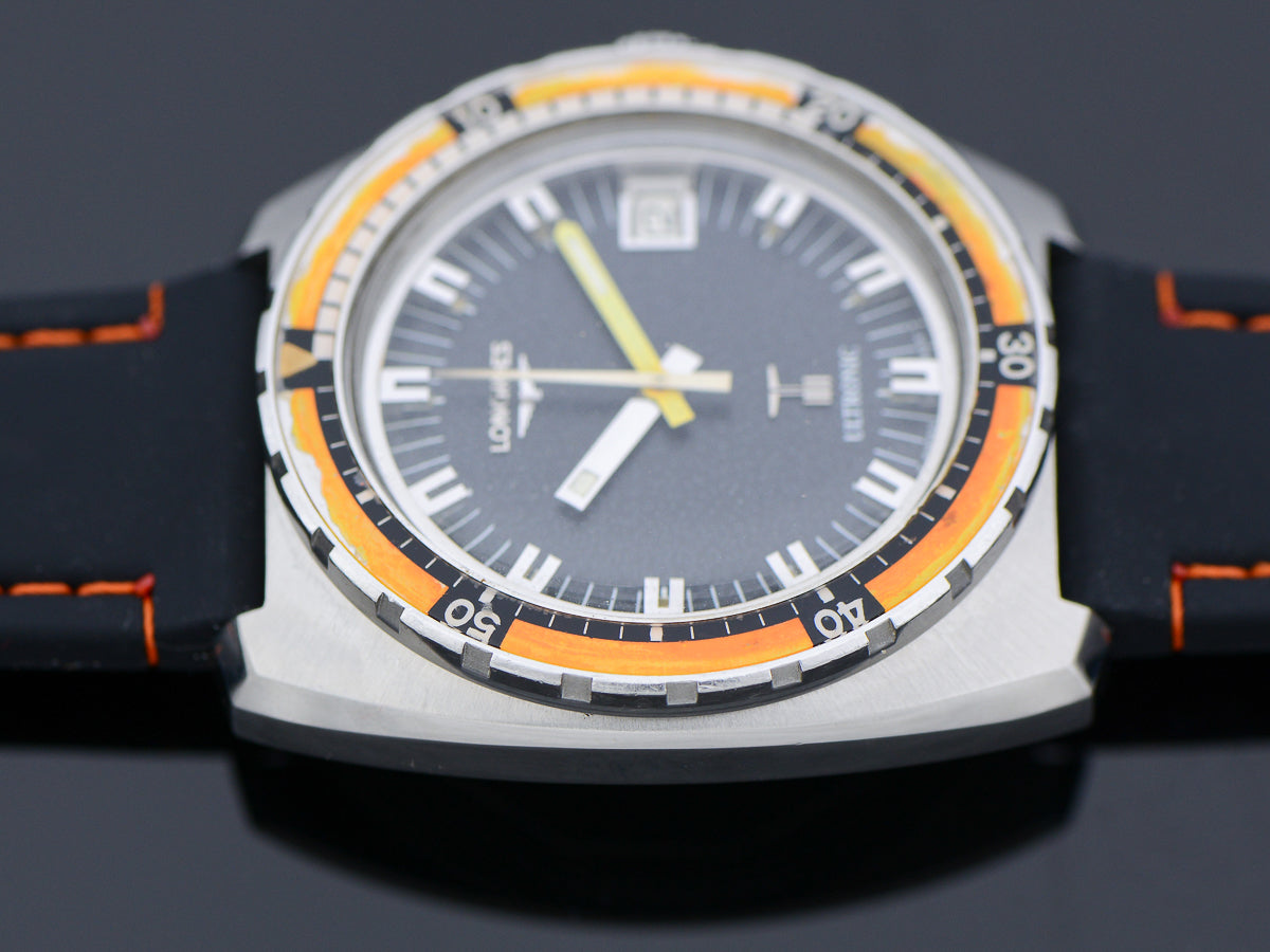 Longines Ultronic Dive Watch Orange Bezel Steel Unwind In Time