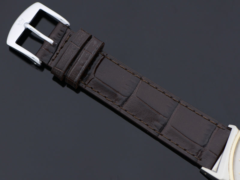 Brand New Genuine Leather Brown Alligator Grain Watch Band With Silver Tone Buckle Matching the Lugs