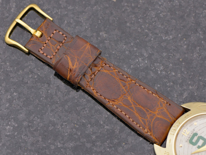 New Old Stock Genuine Crocodile Hamilton Band with Hamilton Marked Gold Filled Buckle