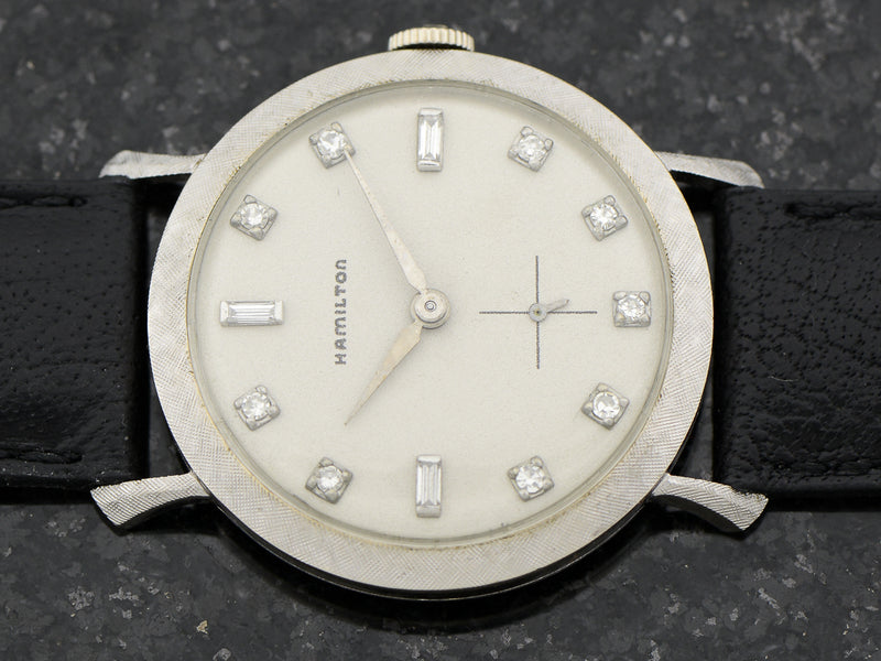 Hamilton 14K White Gold Diamond Dial Round Private Label