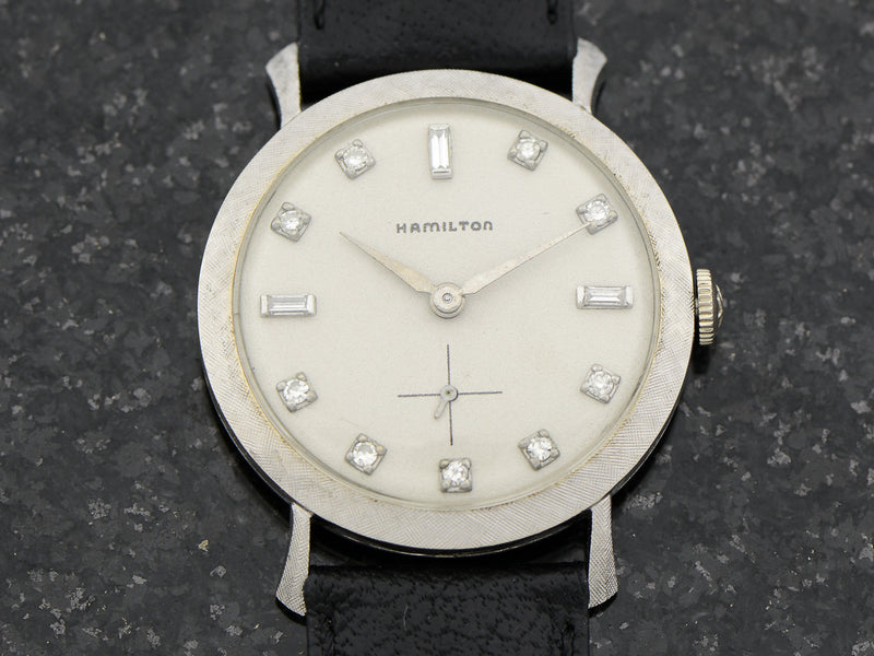 Hamilton 14K White Gold Diamond Dial Round Private Label