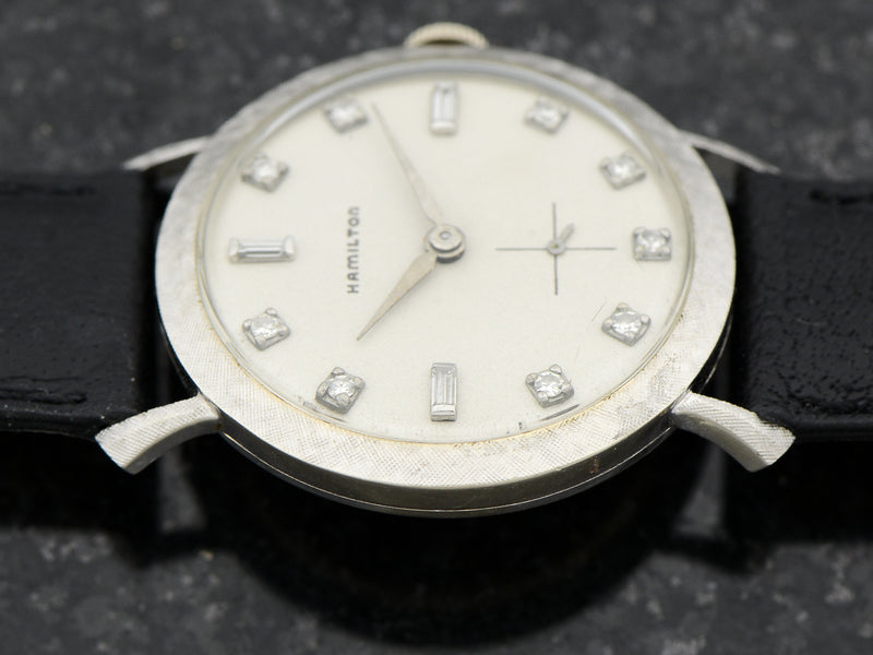Hamilton 14K White Gold Diamond Dial Round Private Label