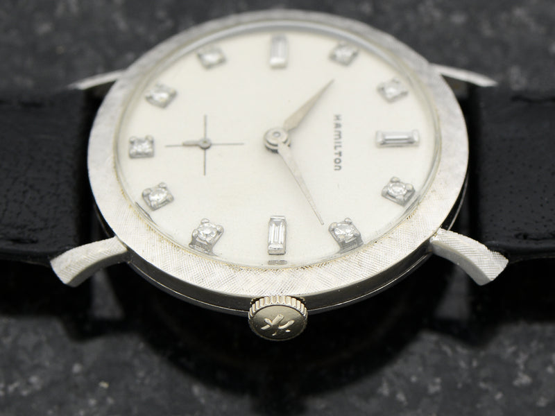 Hamilton 14K White Gold Diamond Dial Round Private Label