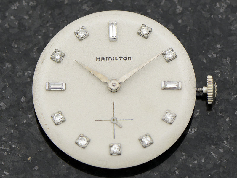 Hamilton 14K White Gold Diamond Dial Round Private Label