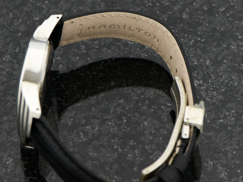 Original Hamilton Marked Black Leather Strap with Hamilton Marked Steel Deployment Clasp