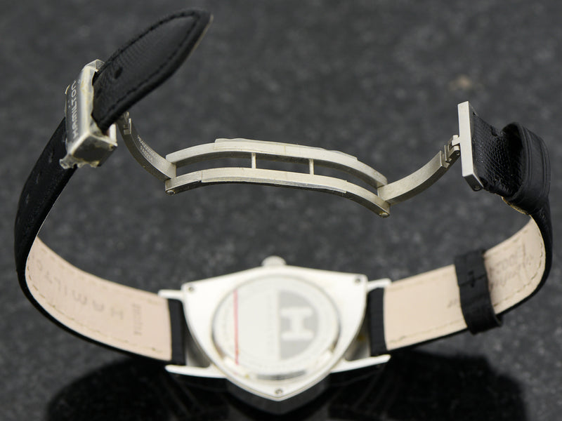 Original Hamilton Marked Black Leather Strap with Hamilton Marked Steel Deployment Clasp