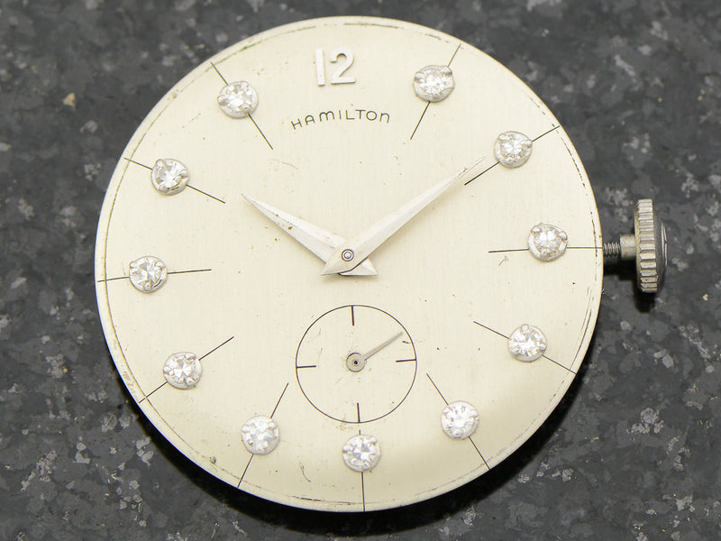 Hamilton Bradford "B" 14K White Gold Diamond Dial Watch Dial