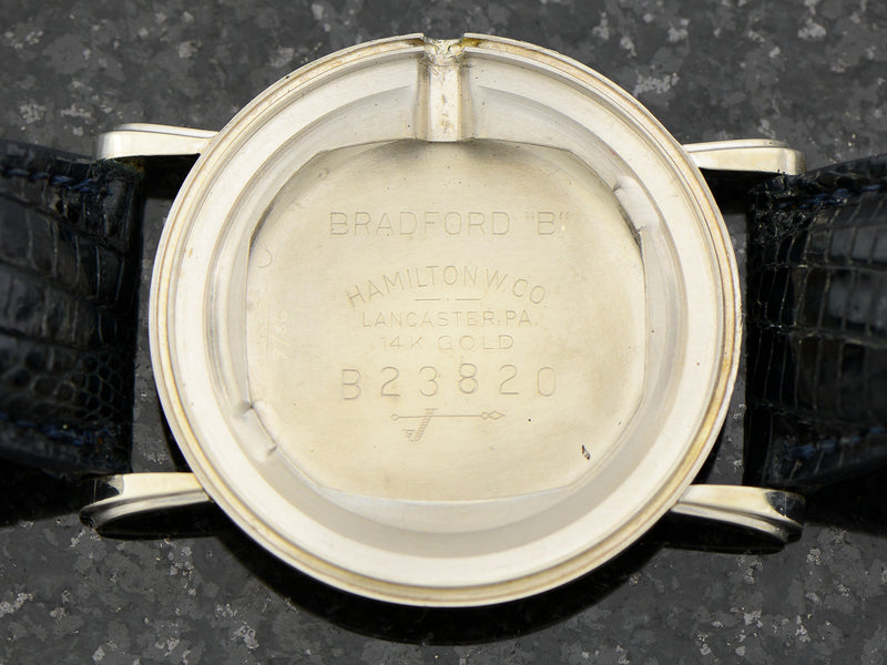 Hamilton Bradford "B" 14K White Gold Diamond Dial Watch Inner Case Back