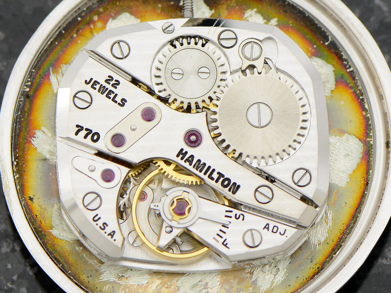 Hamilton Bradford "B" 14K White Gold Diamond Dial Watch 770 Movement