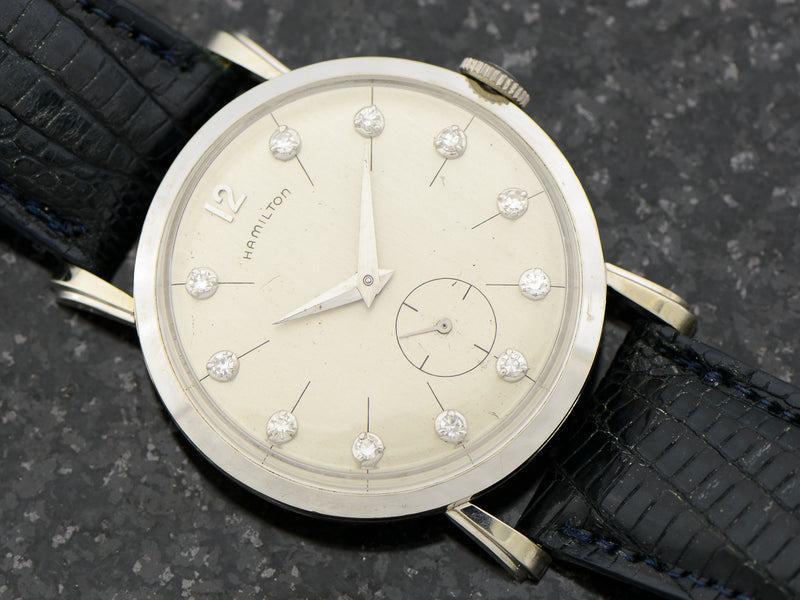 Hamilton Bradford "B" 14K White Gold Diamond Dial Watch