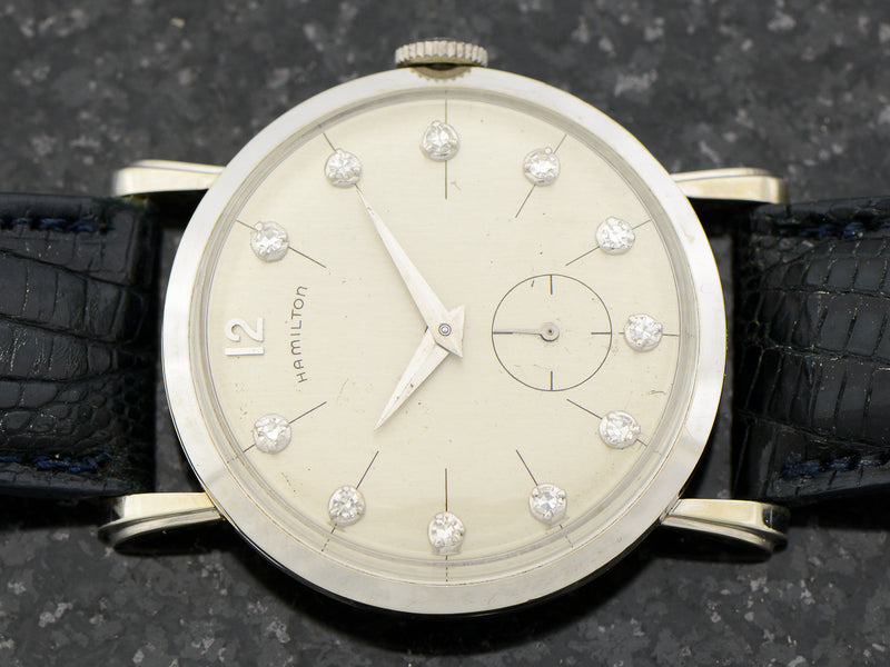 Hamilton Bradford "B" 14K White Gold Diamond Dial Watch