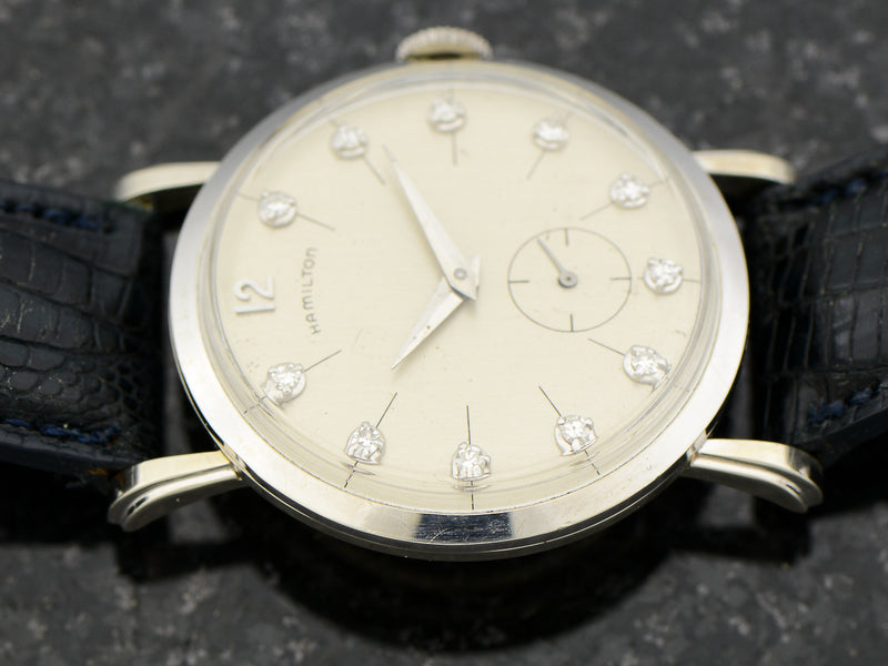 Hamilton Bradford "B" 14K White Gold Diamond Dial Watch