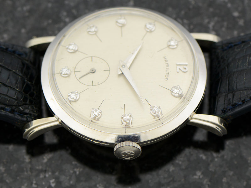 Hamilton Bradford "B" 14K White Gold Diamond Dial Watch