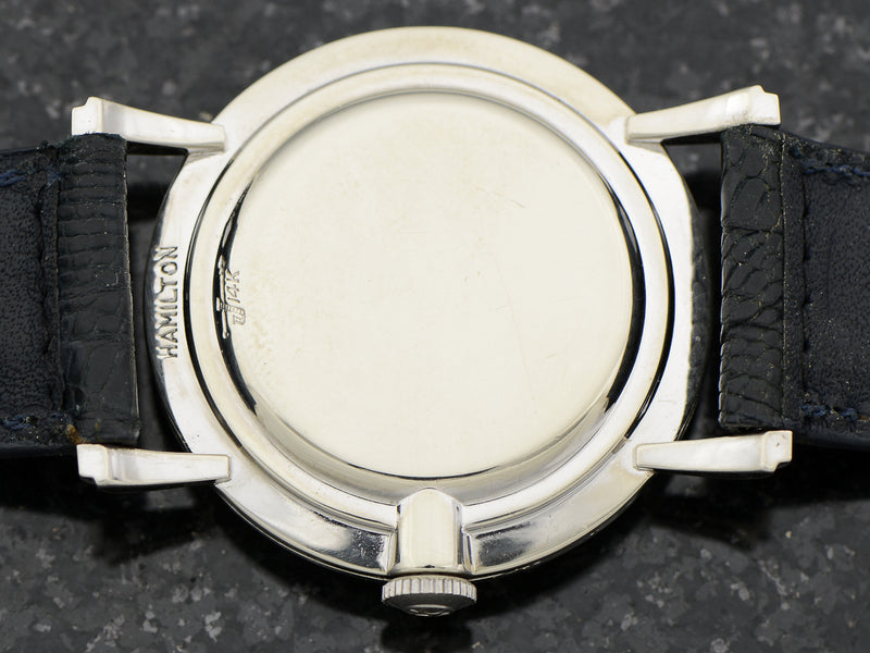 Hamilton Bradford "B" 14K White Gold Diamond Dial Watch Case Back