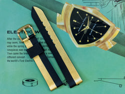 Ventura Custom Made Leather Watch Strap 18mm Black/Gold