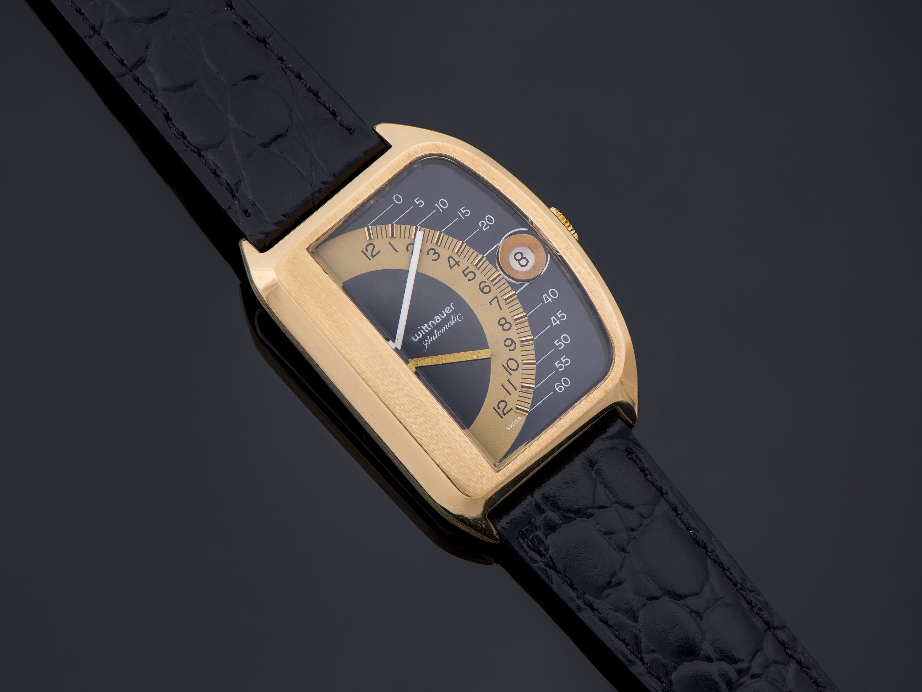 腕時計 WITTNAUER Wittnauer 25mm Gold Tone Steel Date Black Dial Ladies Quartz Watch