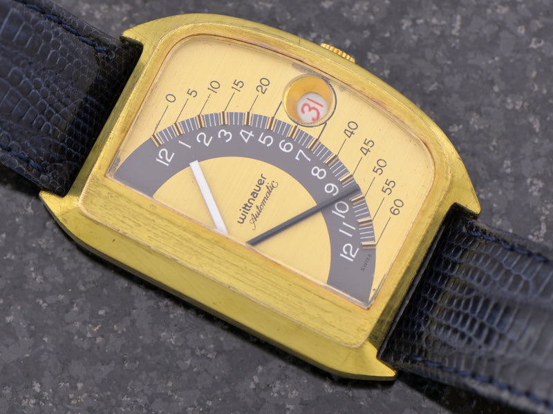 Wittnauer Futurama Gold Dial Watch With Box