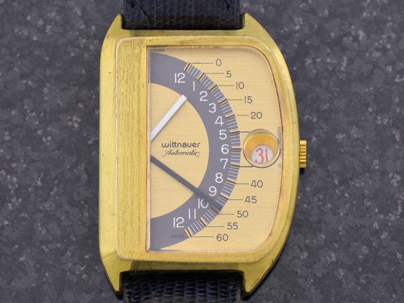 Wittnauer Futurama Gold Dial Watch With Box