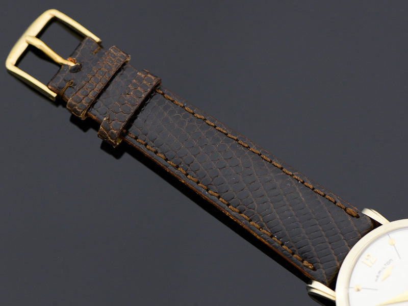 New Old Stock Genuine Lizard Brown Band with gold tone buckle